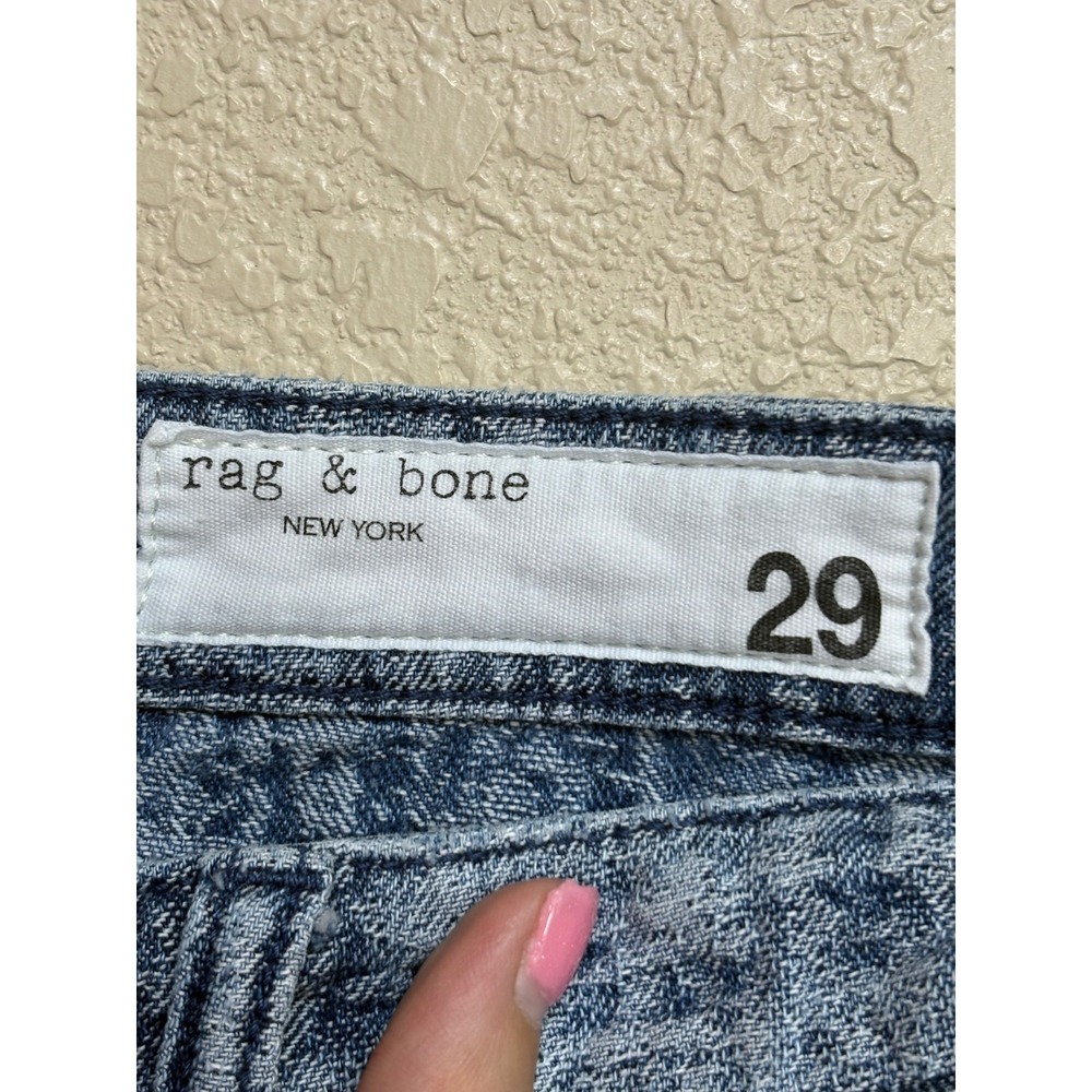 Rag & Bone Logan Mid-Rise Wide Leg Jeans Blue Textured Denim Size 29 - Picture 8 of 10